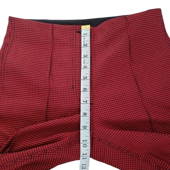 Helmut Lang Red & Black Houndstooth Flare Crop Pants - Picture 11 of 12